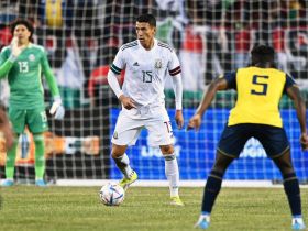 Jun 5, 2022; Chicago, IL, USA; Mexican National Team defender Hector Moreno (15) controls the ball against the Ecuador National Team at Soldier Field. Mandatory Credit: Jamie Sabau-USA TODAY Sports