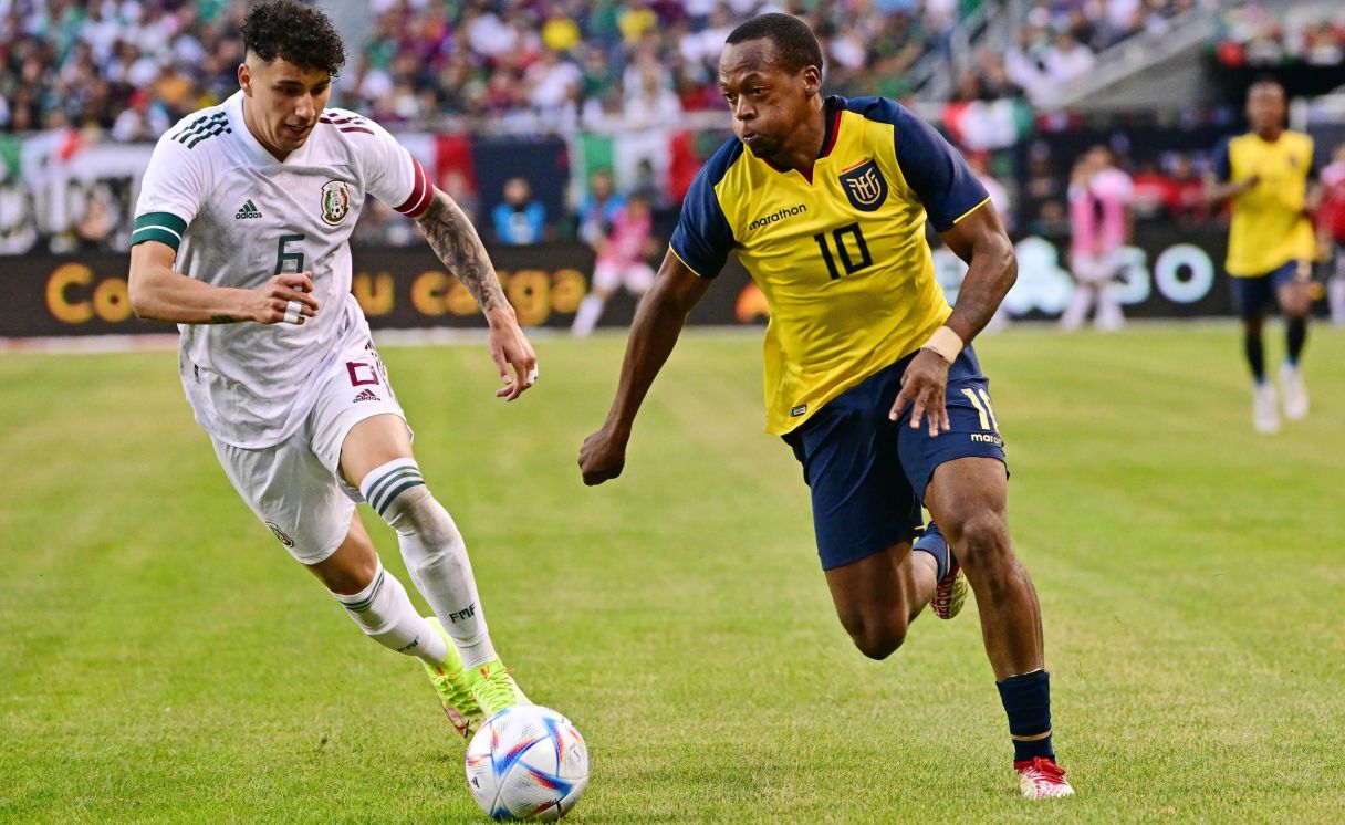 Jorge Eduardo Sanchez Ramos (6) of Mexico defends against Romario Andres Ibarra Mina (10) of Ecuador. Pic: Quinn Harris-USA TODAY Sports