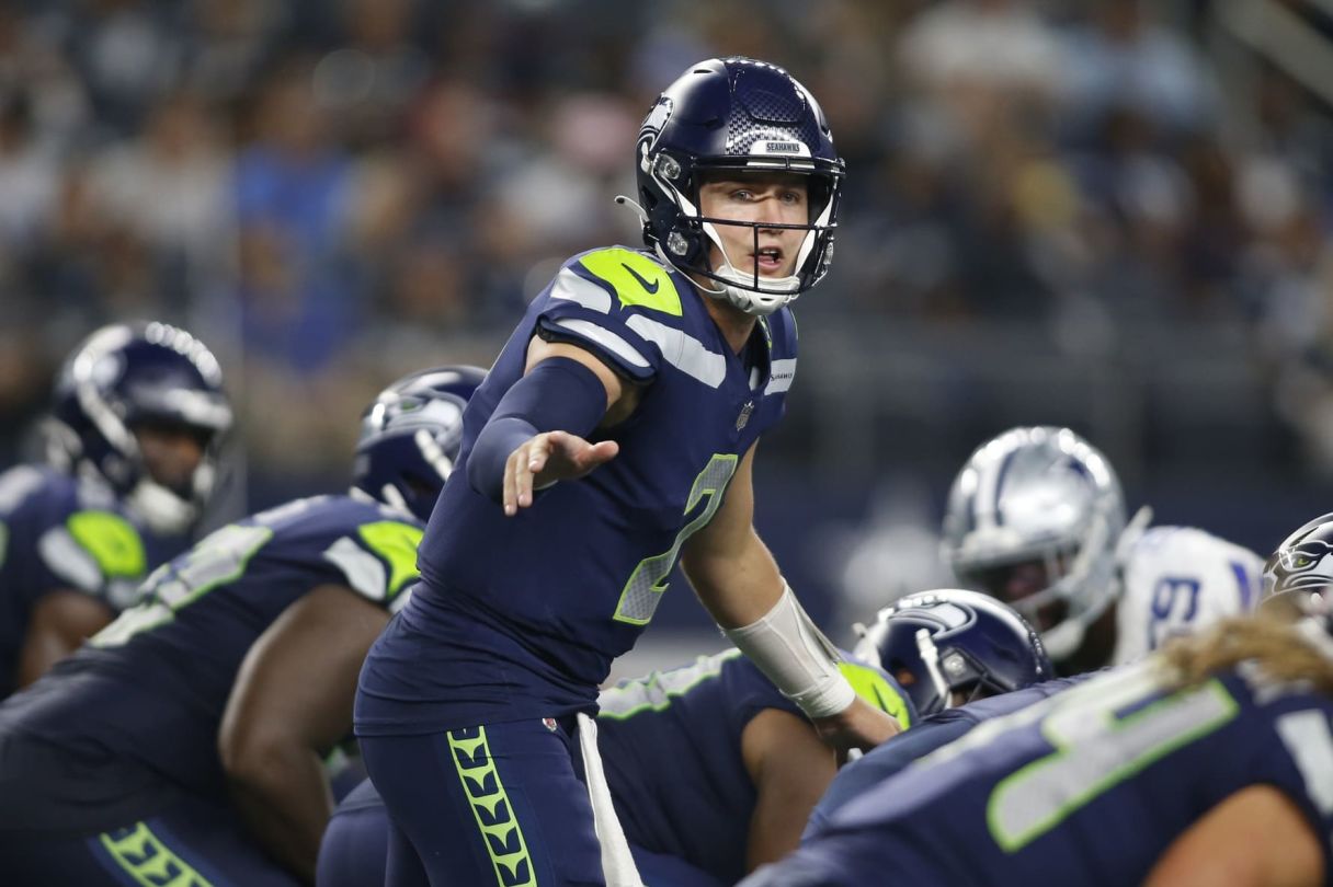 Seattle Seahawks quarterback Drew Lock. © Tim Heitman-USA TODAY Sports