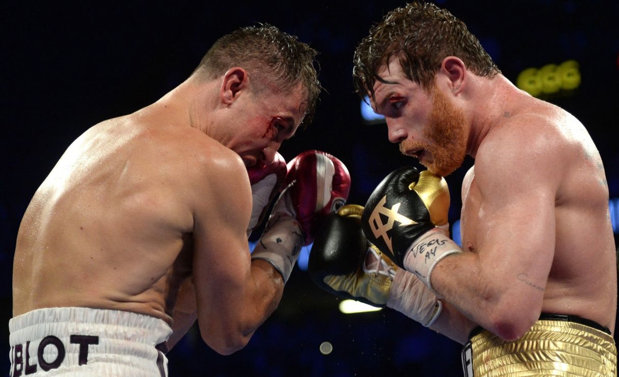 Canelo Alvarez (black trunks) and Gennady Golovkin (white trunks) box in the middleweight world championship boxing match at T-Mobile Arena. Alvarez won via majority decision. Pic: Joe Camporeale-USA TODAY Sports