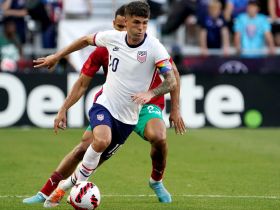 United States forward Christian Pulisic (10) on a jinking run. Pic: Syndication The Enquirer