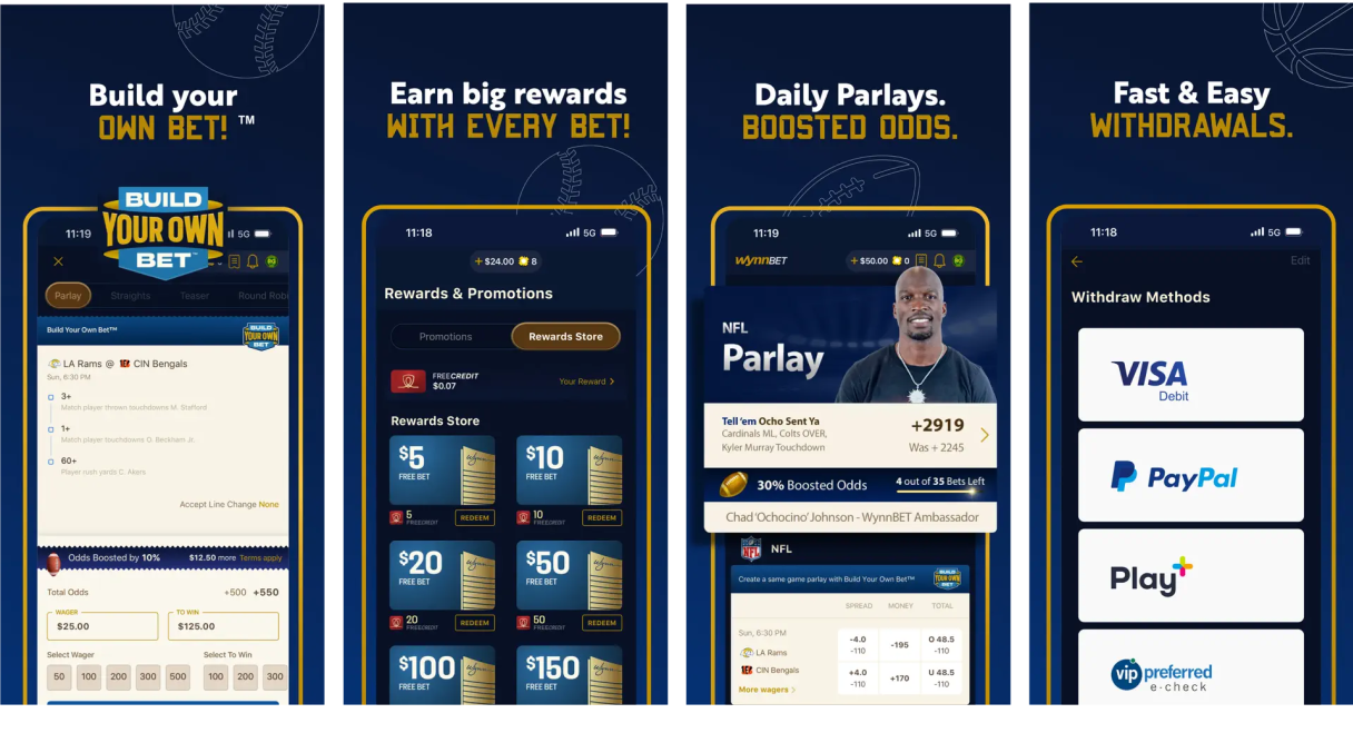 Sportsbook reviews WynnBET App Store screens