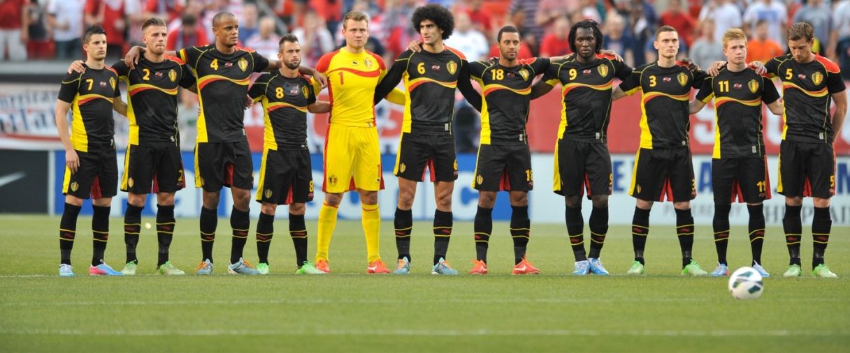 The Belgium soccer team before a game against the United States at FirstEnergy Stadium