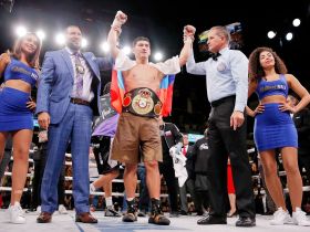 Dmitry Bivol wins the WBA Super World Light-Heavyweight title. © Jon Durr-USA TODAY Sports