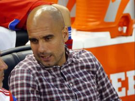 Pep Guardiola prior to the game against Chivas Guadalajara at Red Bull Arena. Mandatory Credit: Jim O'Connor-USA TODAY Sports