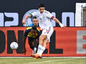 Jun 5, 2022; Chicago, IL, USA; Mexican National Team midfielder Raul Jimenez (9) controls the ball against the Ecuador National Team at Soldier Field. Mandatory Credit: Jamie Sabau-USA TODAY Sports