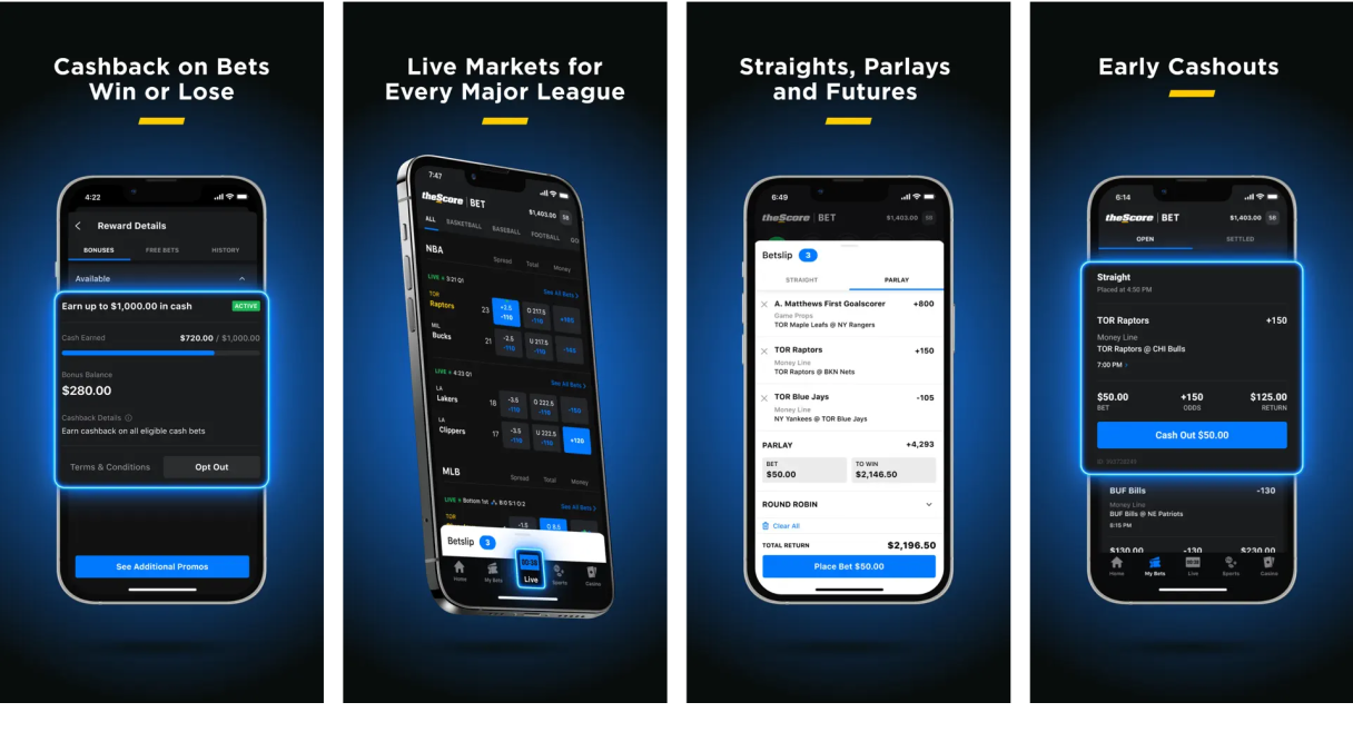 thescore app for odds comparison