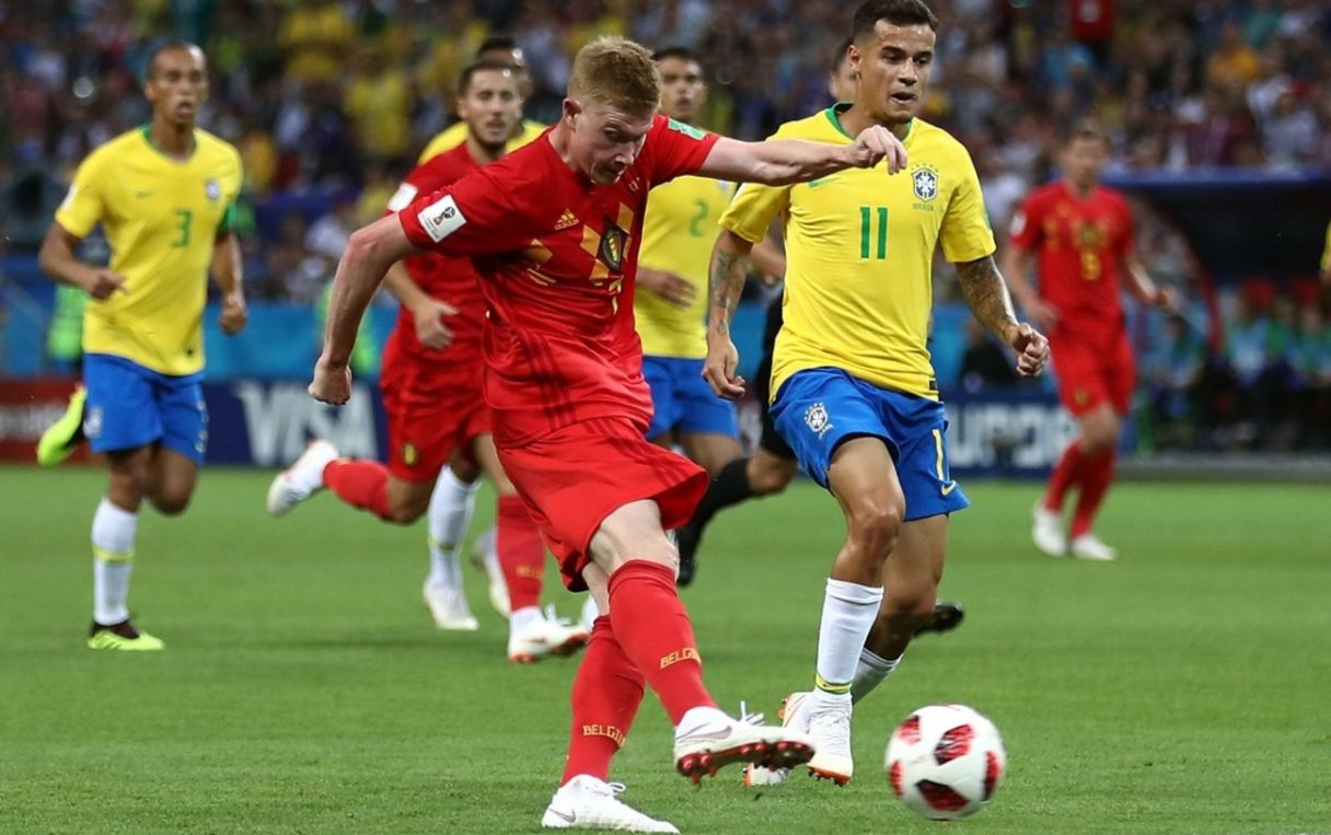 Belgium's Kevin De Bruyne against Brazil at World Cup 2018. © Sipa USA-USA TODAY Sports