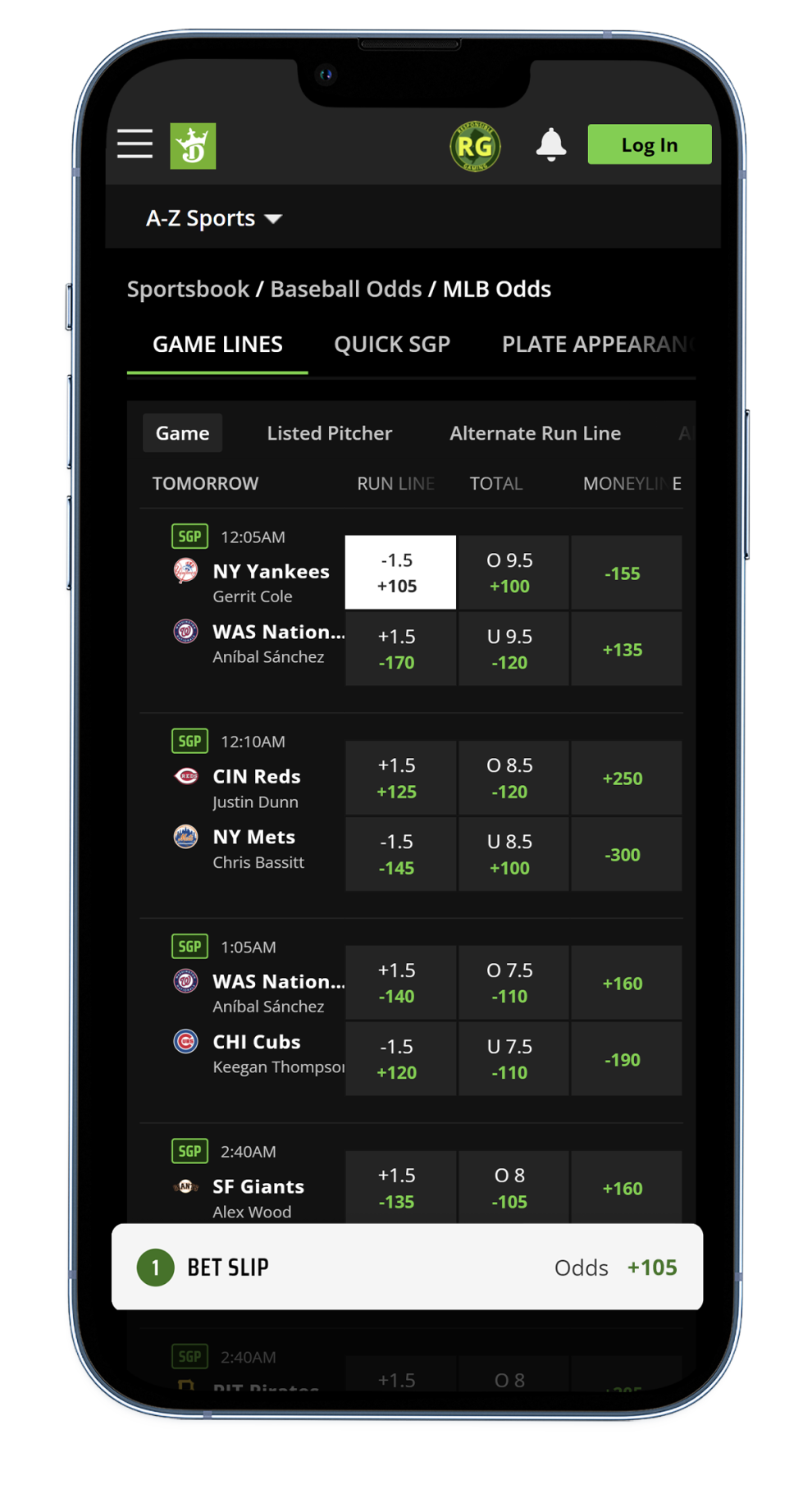 MLB Point Spread image - 2