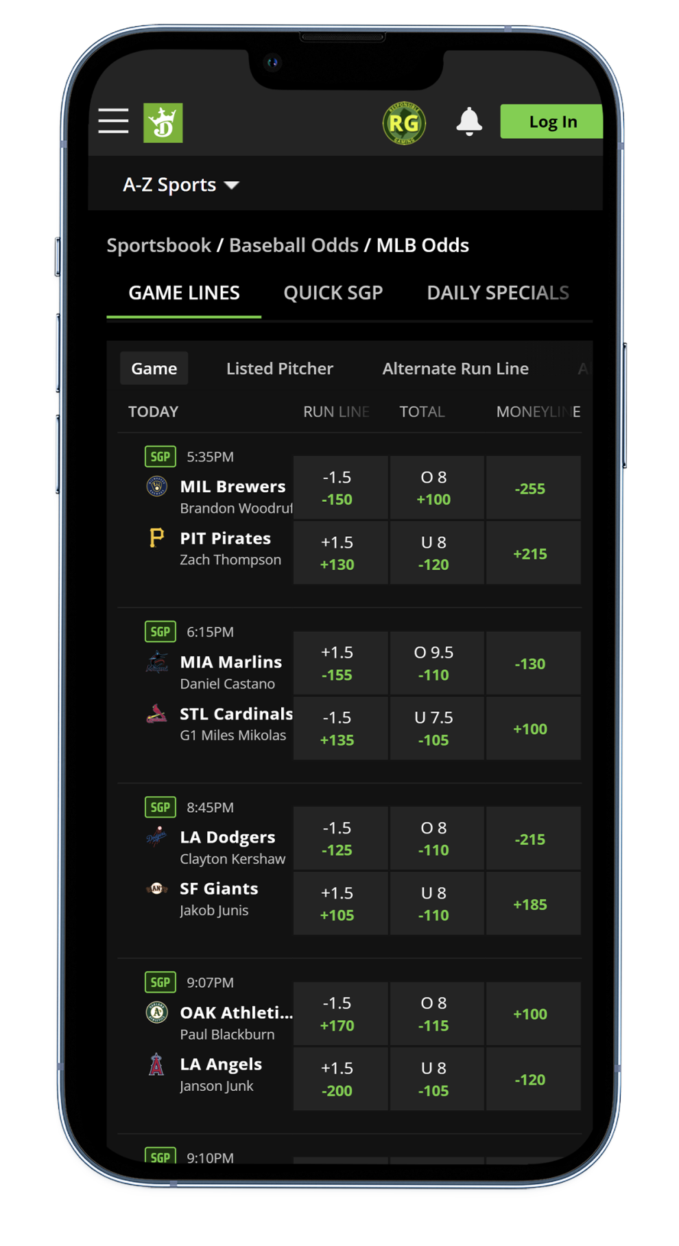 DraftKings MLB OverUnderBet screenshot 1